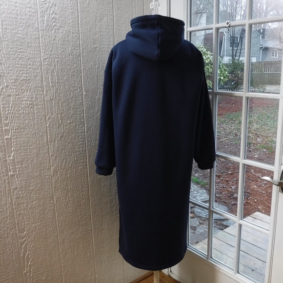 DAZY Navy Blue Color Hooded Long Sleeve Fleece Lined Sweatdress - Picture 6 of 9